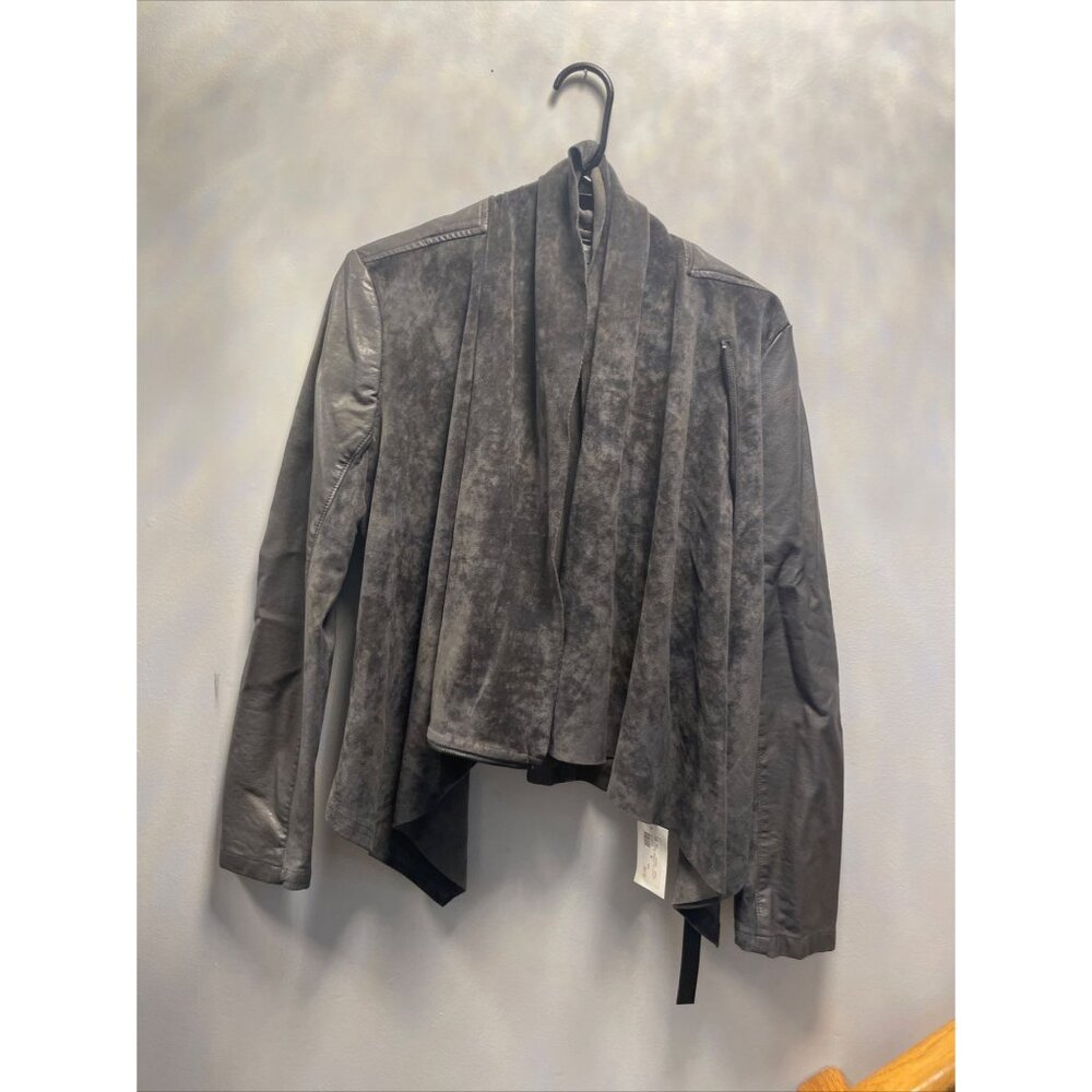 BLANK NYC faux Suede Leather Imitation Gray Wrap Jacket M  NWOT